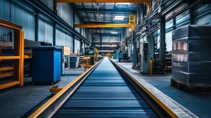 Fototapeta premium Modern Industrial Manufacturing Facility with Conveyor System