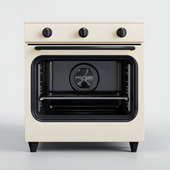 Obraz premium Compact and Stylish Off White Oven with Curved Design and Black Texture Interior