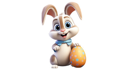 Adorable 3D Easter Bunny  isolated on transparent background