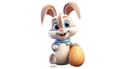 Adorable 3D Easter Bunny  isolated on transparent background