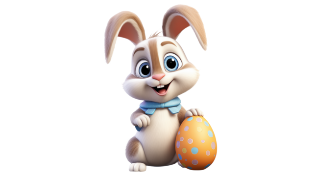 Adorable 3D Easter Bunny  isolated on transparent background