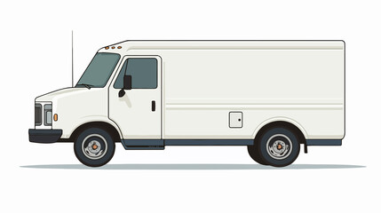 Professional white moving van delivery truck with empty side for advertising