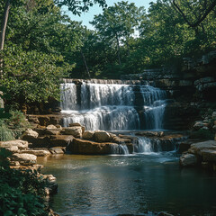 Multiple Streams Cascading Down a Dramatic Waterfall
