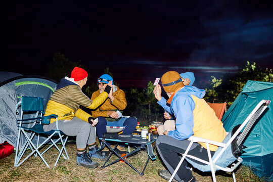 Friends have a good time at the camp 