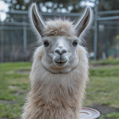 Captivating Fluffy Llama Plays Disc Golf in a Charming Outdoor Setting