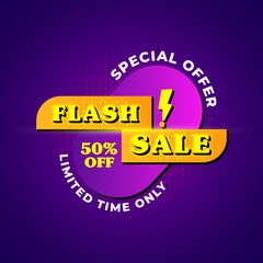 Special offer flash sale up to 50% off limited time only vector template design for product advertisement