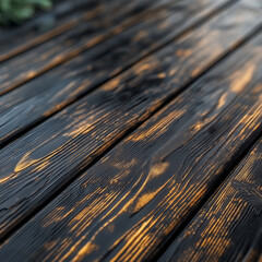 Fototapeta premium Cocoa Wood Deck Featuring Bold Black Veins