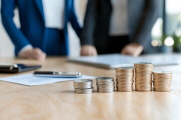 Fototapeta premium Real Estate agent offers home ownership and life insurance to young couple, Finance concept and business
