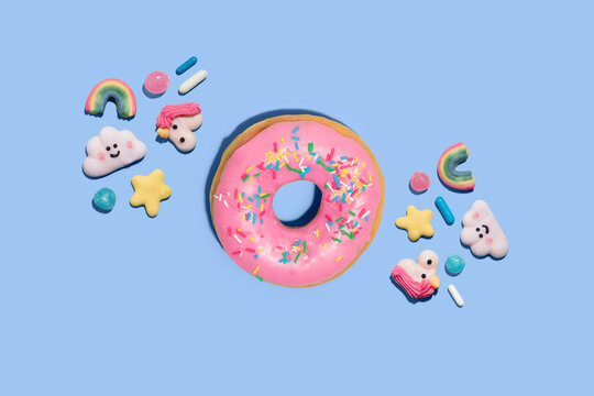 Candy and pink doughnut