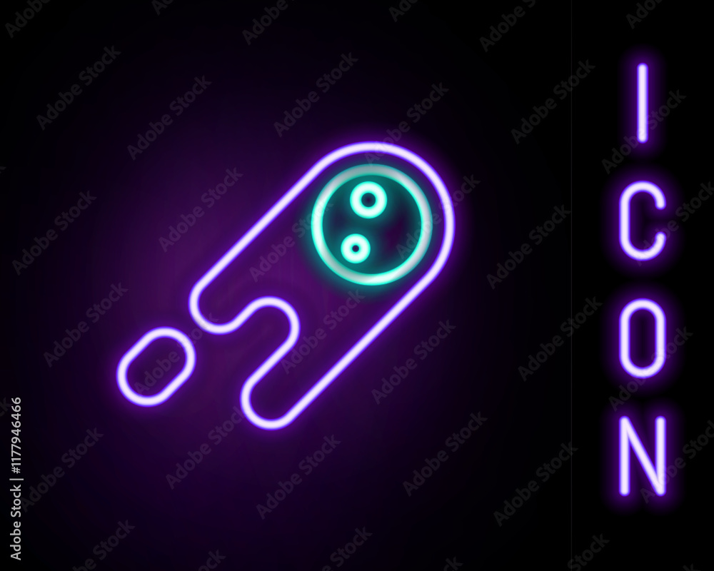 Poster glowing neon line comet falling down fast icon isolated on black background. colorful outline concep