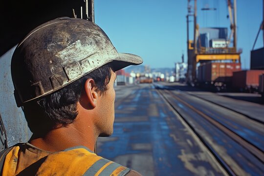 Close up of longshoremen s strike causing major disruptions at a bustling port facility