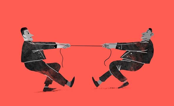 two people tug of war