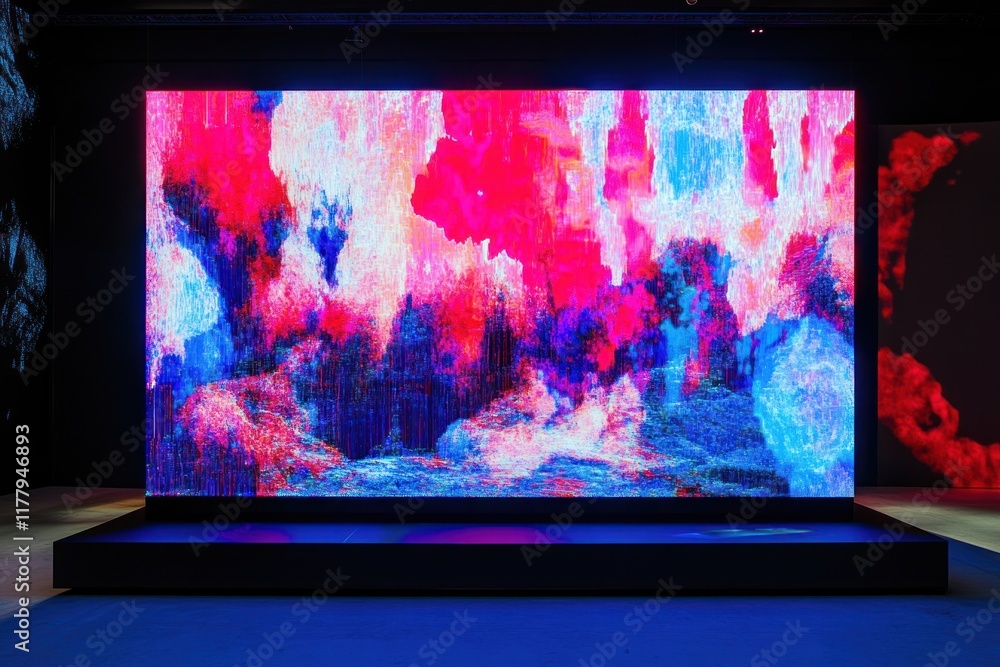 Poster A dynamic digital artwork enchants with colors and patterns that shift based on viewer input, showcasing creativity