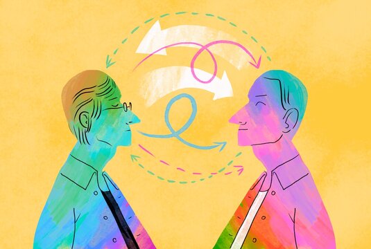 Two persons communication 