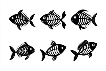 Fototapeta premium Simple Black and White Fish Skeletons