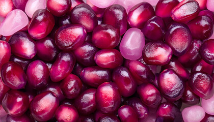 close up of pomegranate tropical candy purple fruit background and texture