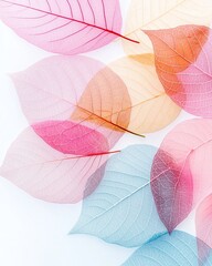 Delicate Pastel Skeletons Leaves Botanical Background Nature Texture Tranquil Colors Floral Design