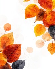 Autumn Watercolor Leaves Border Fall Foliage Design Thanksgiving Background