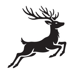 Leaping Deer Silhouette with Majestic Antlers