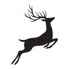 Majestic Jumping Deer Silhouette with Large Antlers