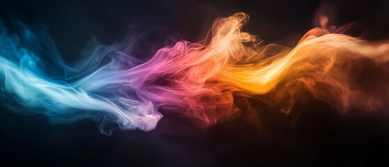 Fototapeta premium Abstract Colorful Smoke Swirls Dynamic Vapor Vivid Hues Gradient Background