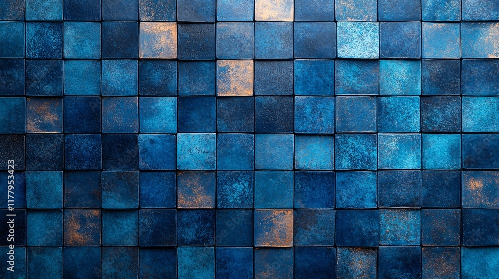 Poster textured blue tiles create a striking pattern for home design or art projects