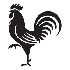 Rooster Silhouette Vector Illustration Standing on One Leg