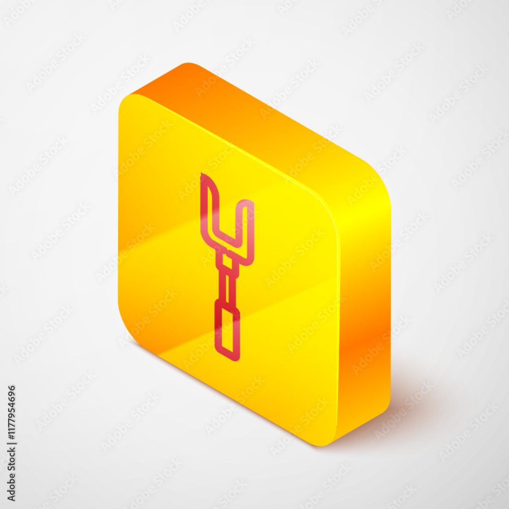 Poster isometric line barbecue fork icon isolated on grey background. bbq fork sign. barbecue and grill too