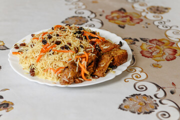 Traditional afghani dish Kabuli Pulao 