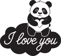 Adorable I Love You Teddy Bear The Perfect Gift for Your Girlfriend Happy Valentine's Day Vector design illustration, panda bear with a heart
