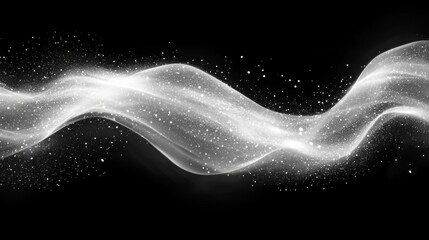 Abstract White Glitter Wave Star Trail with Bokeh Effect for Cosmic and Space Designs