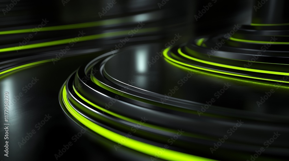 Poster futuristic luxurious background with metallic reflection for sci-fi and technology concepts