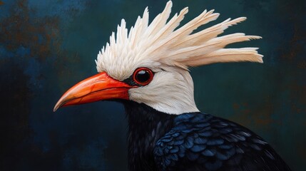 Fototapeta premium Majestic White-crested Helmet-shrike Portrait