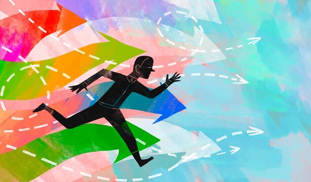 Colorful arrows with men 