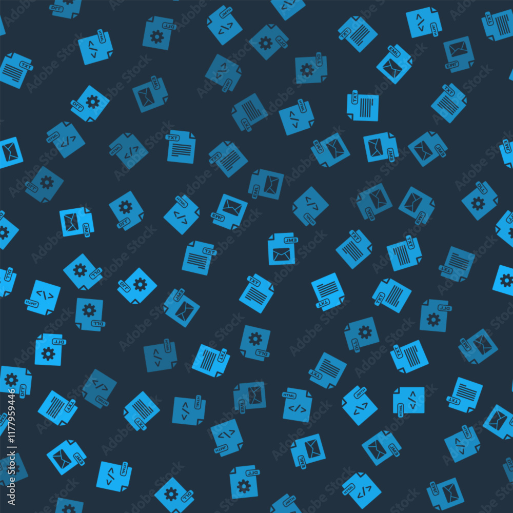 Poster set html file document, txt, eml and dll on seamless pattern. vector
