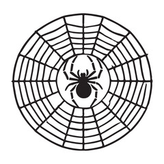 Obraz premium Spider on Web Silhouette Vector Art