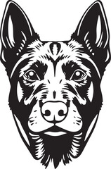 Vector monochrome illustration of a German Shepherd. Adobe Illustrator Artwork