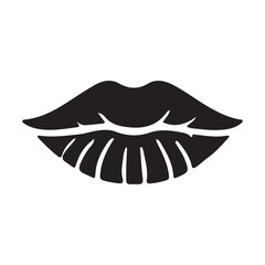 Closed Lips Silhouette Vector Art