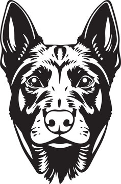 Vector monochrome illustration of a German Shepherd. Adobe Illustrator Artwork