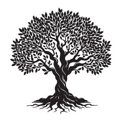 Naklejka premium Majestic Black Silhouette Tree Vector Illustration