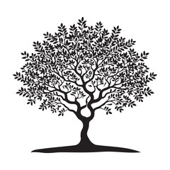 Obraz premium Simple Silhouette of a Lush Tree Vector Illustration