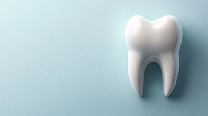 White tooth placed on a soft blue background for dental education and awareness