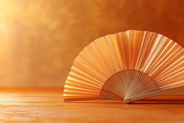 Abstract background featuring textured paper fans. Decorative backdrop for a festive celebration. Useful mockup for showcasing products