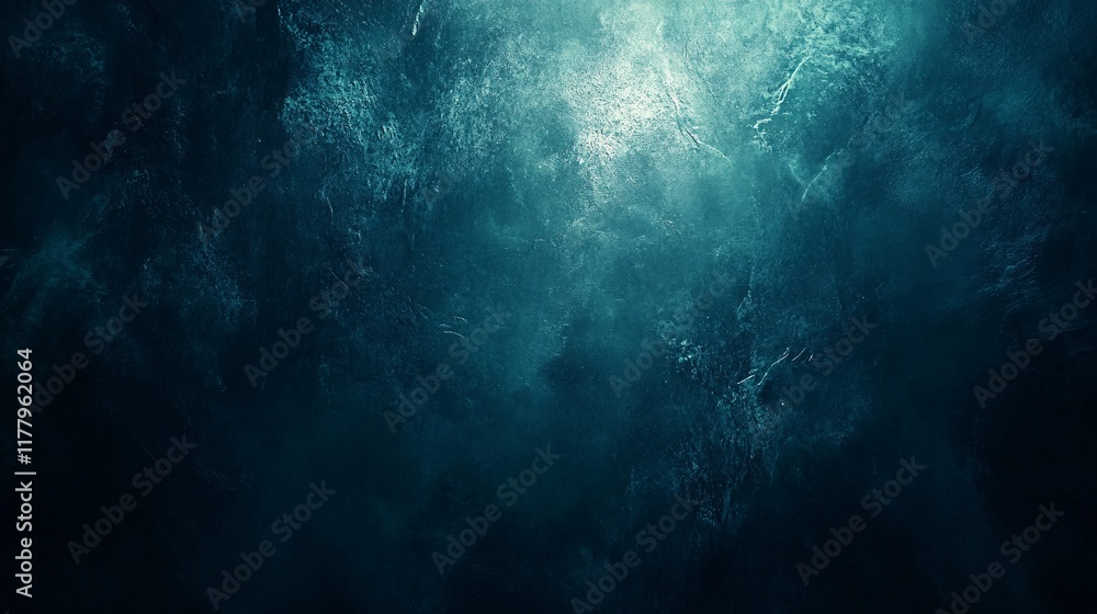 Poster underwater view of ocean depths with light filtering through the surface