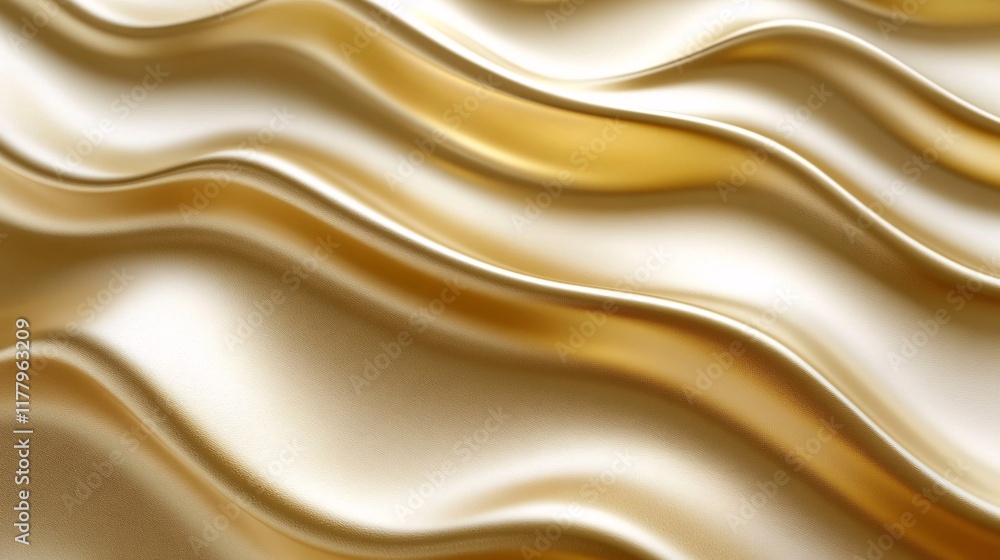 Poster smooth golden fabric flowing gracefully under soft light in an elegant display
