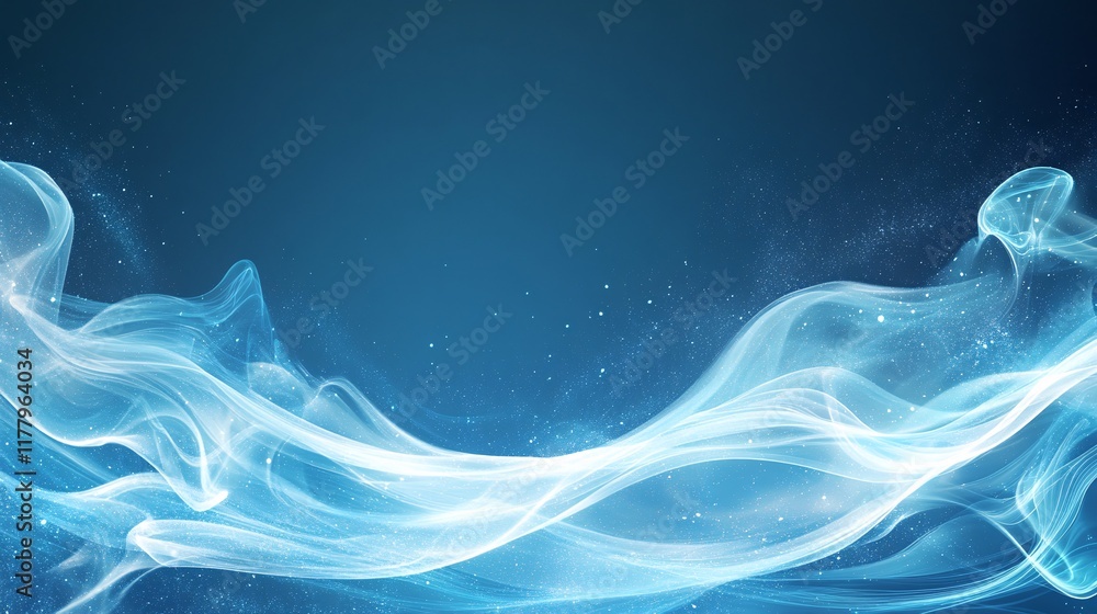 Poster floating waves of blue light create a calming backdrop for relaxation and creativity