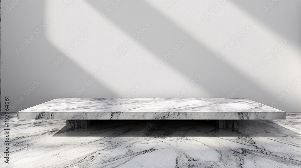 Sticker Elegant marble table with sleek design in a minimalist indoor setting