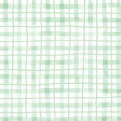Green Plaid Gingham Hand Drawn Background Pattern Overlay