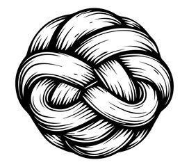 intricate black and white illustration of a braided knot design