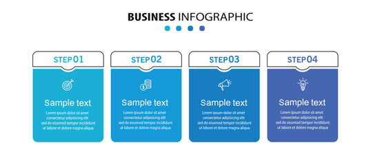 Business infographic design template with 4 options, steps or processes. Can be used for workflow layout, diagram, annual report, web design	
